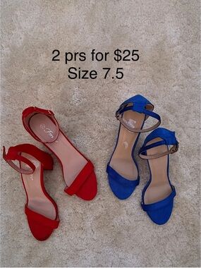 Wild Diva Open-Toe Ankle Strap Heels in Red and Blue